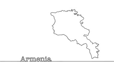 TransKafkasya 'da bulunan Ermenistan sınırlarının ana hatları. Farklı kullanımlar için basit bir vektör illüstrasyonu.