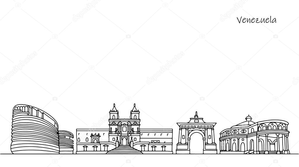Architectural structures of Venezuela. The beauty of state streets in South America. Isolated vector for different uses.
