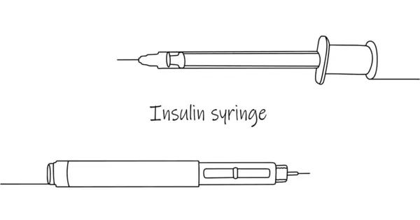 两种不同的胰岛素注射器一种体积小 体积小 针尖短的医疗设备 用于给糖尿病患者注射胰岛素 白色背景上的分离载体 图库插图