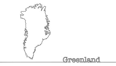 Dünyanın en büyük adasının eyalet sınırlarının haritası. Grönland 'ın coğrafi haritası. Basit el çizimi vektörü.