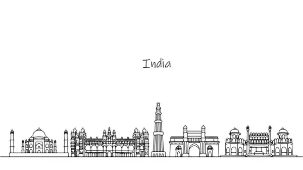 印度建筑的全景 城市景观与建筑物和结构 印度文化的美丽体现在建筑上 矢量说明 免版税图库矢量图片