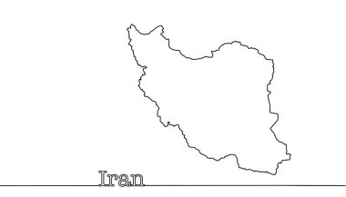 İran Cumhuriyeti 'nin devlet sınırları. Asya 'daki bir ülkenin siluet haritası. Basit vektör.