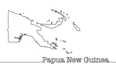 Papua Yeni Gine 'nin eyalet sınırlarının silueti. Okyanusya 'da bir adada bulunan bir eyalet. Metin ile devam eden siyah çizgi çizimi.