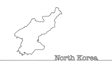 Kuzey Kore vektör haritası. Vektör çizimi. Doğu Asya 'daki bir ülkenin devlet sınırları silueti.