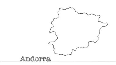 Andorra 'nın çizilmiş haritası. Küçük Avrupa devleti. Coğrafi harita. Vektör illüstrasyonu.