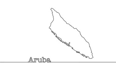 The national borders of Aruba are drawn with a continuous black line. Geographic map for different types of uses. Vector illustration.