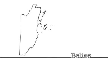 Belize 'nin aralıksız silueti. Orta Amerika 'daki eyaletin coğrafi haritası. Vektör illüstrasyonu.