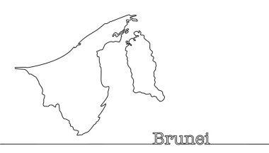 Brunei ülkesinin sürekli haritası. Güneydoğu Asya 'da. Beyaz arkaplandaki izole vektör. Vektör illüstrasyonu.