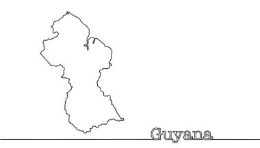 Guyana 'nın eyalet sınırları. Güney Amerika kıtasal ülkesi. Farklı kullanımlar için el çizimi vektör illüstrasyonu.