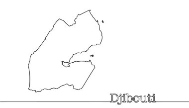Cibuti haritası aralıksız çizilmiş. Doğu Afrika 'da bir devlet, Afrika Boynuzu yakınlarında. Köy silueti. Vektör illüstrasyonu.