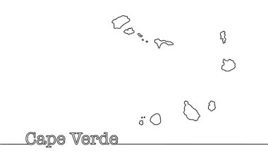 Cape Verde 'nin coğrafi haritası. Ada eyaletinin eyalet sınırlarının silueti. Farklı kullanımlar için basit vektör illüstrasyonu.