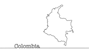 Kolombiya 'nın basit coğrafi haritası. Güney Amerika 'nın kuzeybatısında. Beyaz arkaplan üzerinde siyah sürekli çizgi olan vektör illüstrasyonu.