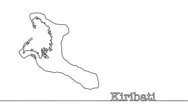 Kiribati 'nin elle çizilmiş bir haritası. Pasifik Eyaleti 'nin silueti. Beyaz arkaplanda izole edilmiş vektör.