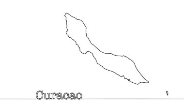 Curacao adasının basit bir haritası. Güney Karayipler 'deki Küçük Antiller Adası. Beyaz arkaplanda izole edilmiş vektör.