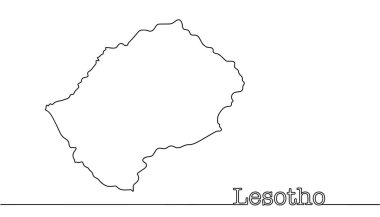 Afrika ülkesi Lesotho 'nun sürekli haritası. Vektör çizimi. Farklı kullanımlar için basit bir illüstrasyon.