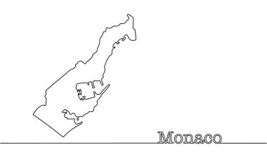 Monako Prensliğinin elle çizilmiş haritası. Küçük Avrupa ülkesi. Coğrafi harita. Vektör illüstrasyonu.