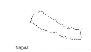 Nepal 'in eyalet sınırlarının silueti. Güney Asya 'da Himalayalar' ın eteklerinde bir eyalet. Farklı kullanım türleri için coğrafi harita.