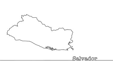 El çizimi El Salvador ülkesi haritası. Batı Orta Amerika 'da eyalet. Beyaz arkaplandaki izole vektör. Vektör.