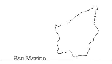 San Marino 'nun sürekli çizilmiş haritası. Güney Avrupa 'da, İtalya' da bir eyalet. Basit vektör illüstrasyonu.