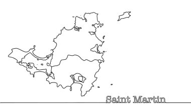 Saint Martin eyalet sınırlarının silueti. Karayip Denizi 'nde bir ada eyaleti. Vektör illüstrasyonu.