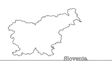 Slovenya. Basit bir Avrupa ülkesinin el çizimi coğrafi haritası. Vektör illüstrasyonu.