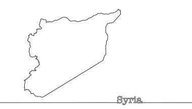 Suriye 'nin devlet sınırları. Orta Doğu 'da bulunan bir ülke. Beyaz bir arkaplana çizilmiş bir Asya ülkesinin silueti. Vektör illüstrasyonu.