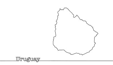 Uruguay eyalet sınırlarının silueti. Eyalet Güney Amerika 'nın güneydoğu kesiminde, Atlantik Okyanusu kıyısında yer almaktadır..