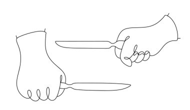 Doktorun elindeki cerrahi bıçağın doğru pozisyonu bir çizgi ile çizilmiş. Tıp eğitimi alan öğrenciler için eğitici materyal. Cerrahi teması üzerine tıbbi vektör çizimi.