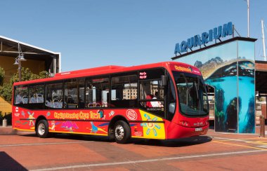 Cape Town South Africa.  Flatbed lorry loaded with white sacks entering the port of Cape Town via the South Arm entrance 2023.