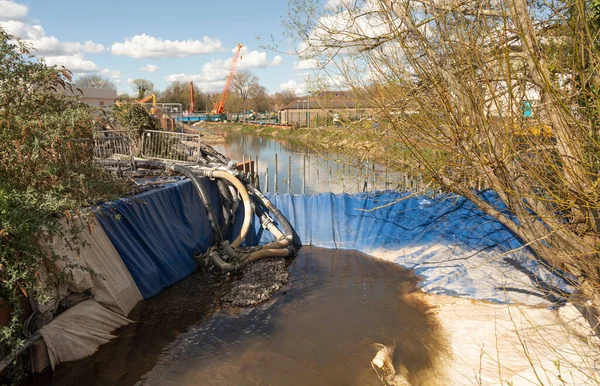 Salisbury Wiltshire England Großbritannien 2023 Fluss Avon River Park Baustelle — Stockfoto