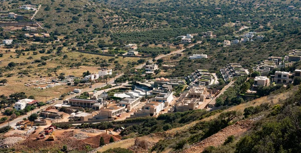 Plaka Cerca Elounda Creta Grecia 2023 Urbanización Residencial Ladera Montaña — Foto de Stock