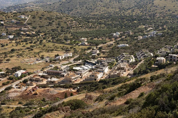 Plaka Perto Elounda Creta Grécia 2023 Habitação Residencial Encosta Montanha — Fotografia de Stock
