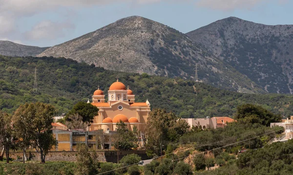 Neopoli Creta Oriental Grécia 2023 Igreja Ortodoxa Grega Com Pano — Fotografia de Stock