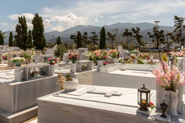 Malia Östra Kreta Grekland Europa 2023 Översikt Malia Kyrkogård Med — Stockfoto