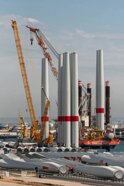 Hamnen Havre Norra Frankrike 2023 Installationsfartyg För Installation Vindkraftverk Till — Stockfoto