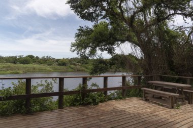 Swellendam Western Cape South Africa. 04.12.2024. Viewing platform along the Breede River in the Bontebok Park Swellendam Wesstern Cape South Africa. clipart