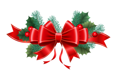 Altın kenarlı kırmızı Noel yayı. Dallar, böğürtlenler ve yapraklar. Şeffaf arkaplanda PNG dosyası..