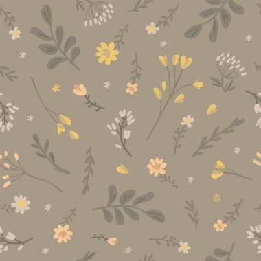 Çiçeksiz desen. Yeşil vektör illüstrasyonu.