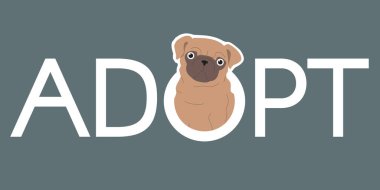 Evcil hayvan logosu tasarımı. Şirin köpek ve slogan. Modern basit resimleme.