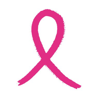 El çizimi pembe kurdele. Göğüs kanseriyle mücadelenin sembolü. Vektör illüstrasyonu.