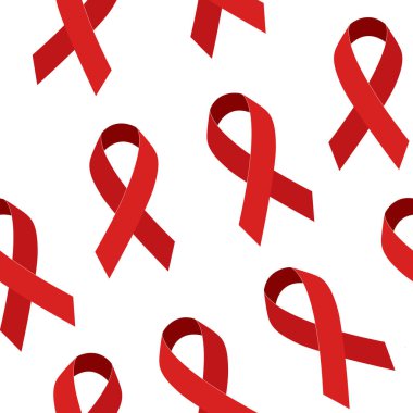Dünya AIDS Günü. Kırmızı kurdeleli kusursuz desen. Vektör düz resimleme.