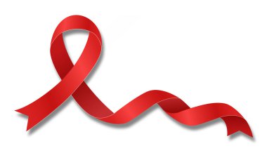 Kırmızı kurdele. AIDS 'le mücadelenin sembolü. Vektör illüstrasyonu.