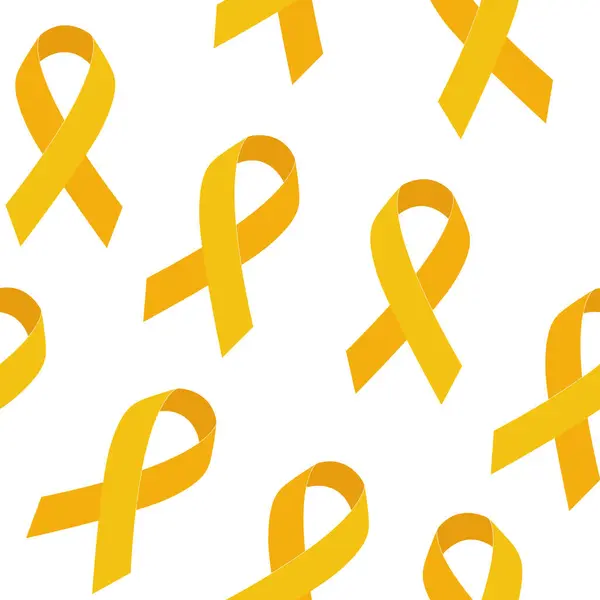 Endometriosis awareness month. Seamless pattern with yellow ribbons. Vector flat illustration.	