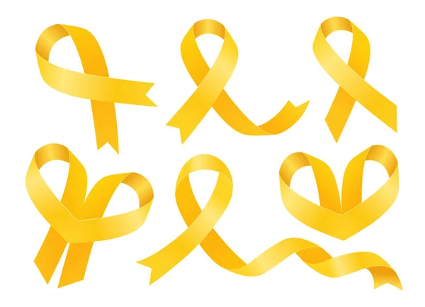 Monat Des Bewusstseins Für Endometriose Große Menge Gelber Bänder Vektorflache — Stockvektor