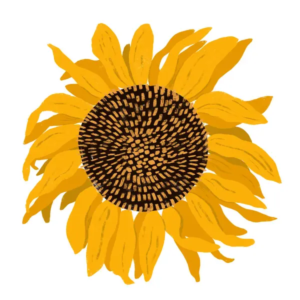 El yapımı ayçiçeği. Modern düz resimleme.