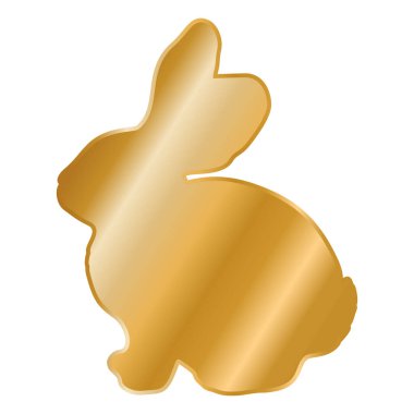 Altın tavşan ikonu. Vektör çizimi. 3d resim.