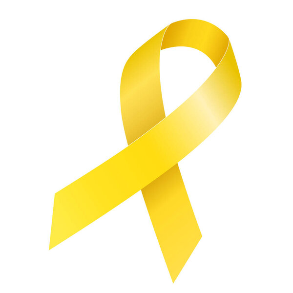 Childhood cancer awareness month. Yellow ribbon. Vector flat illustration.