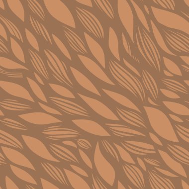 Yaprak ve dalgaların grafiksel deseni. Bej el çizimi, pürüzsüz vektör deseni.