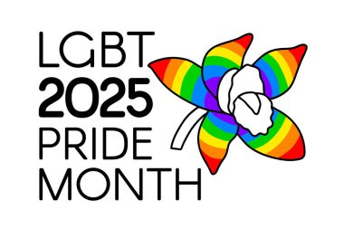 LGBTQ Gurur Ayı 2025 gökkuşağı logosu. Gurur Ayı desteğinin vektör sembolü.