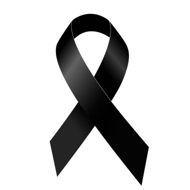 Siyah kurdele. Melanoma Kanser Farkındalığı Ayı. Melanom kanseriyle mücadelenin sembolü. Beyaz arkaplanda izole edilmiş vektör illüstrasyonu.